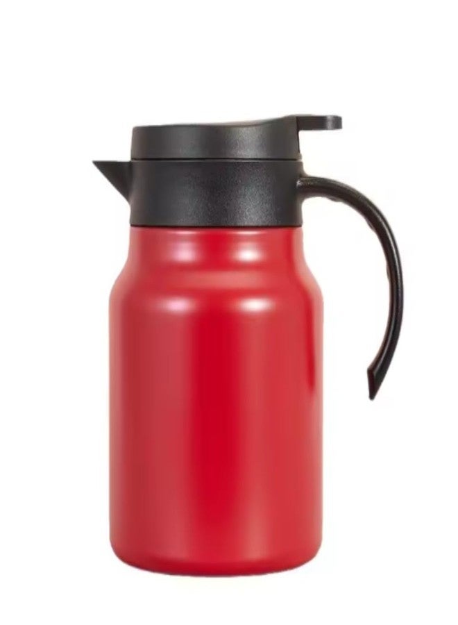 VENDLY إبريق شاي فيندلي مع مصفاة من الفولاذ المقاوم للصدأ سعة 1000 مل | قارورة حرارية معزولة من الفولاذ المقاوم للصدأ مع مقبض | خالٍ من مادة BPA، يحافظ على المشروبات ساخنة وباردة للمنزل والمكتب والسفر والمقاهي الخارجية (أحمر) - Image 1